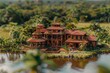 © Vitalii But - A realistic model of a house stands on a platform in the center of a lake, showcasing innovative architecture in a serene environment.