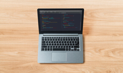 Software development programming on computer screen for modish application and program coding