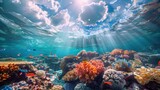 Fototapeta Fototapety do akwarium - An underwater photography coral reef ecosystem diverse marine life lively colors illustrating the beauty and diversity of ocean life Diverse coral reef ecosystems vibrant marine life