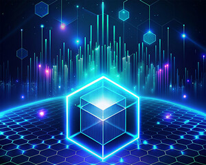 Wall Mural - abstract technology background. futuristic interface with geometric shapes and hexagons. vector illu