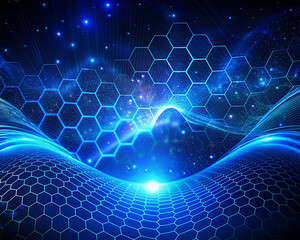 Wall Mural - abstract technology background with hexagons and glowing lines. vector illustration