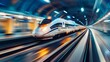 A high-speed bullet train speeding along a sleek, modern railway track, with futuristic design and advanced engineering ensuring a smooth and comfortable ride.