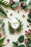 Fototapeta Miasto - Cosmetic branding, packaging and make-up concept - Luxury face cream moisturizer jarle and green leaves background, organic skincare cosmetics product for luxury beauty brand