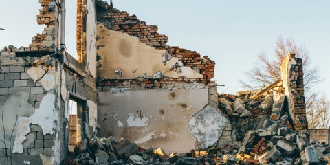 Wall Mural - close up A ruined building. 