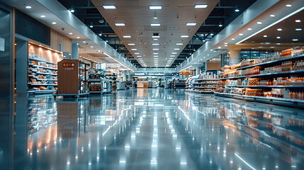 Aufkleber - Modern hypermarket. Generative AI.