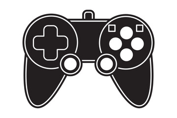 Wall Mural - Vector game controller gamepad icon. Black shape joystick element flat style on white background. Gamer device