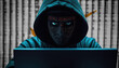 Hacker in hoodie sitting in front of a monitors with Cyprus flag background and  cyber security concept