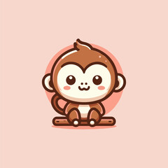 Wall Mural - Cute monkey portrayed in a vector illustration.