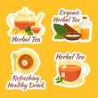 Herbal Tea Label Flat Cartoon Hand Drawn Templates Background Illustration