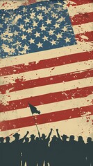 Wall Mural - Worn Vintage American Flag Background Memorial Day, Independence Day, Veterans Day