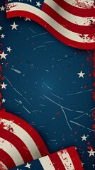 Wall Mural - Worn Vintage American Flag Background