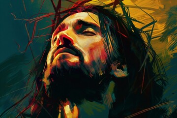 Wall Mural - An illustration with the image of Jesus Christ