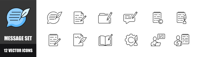 Message icon set. Linear style. Vector icons