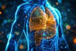 Human body with healthy human liver. 3d illustration