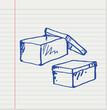 Hand drawn of box , Vector illustration on white paper background.
