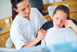 © peopleimages.com - Dental, fear or crying girl with dentist in toothache consultation, problem or crisis. Pediatric dentistry, comfort or kid with stress, anxiety or tears for root canal, crown or extraction phobia