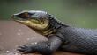 A Monitor Lizard With Its Scales Glistening Wet F