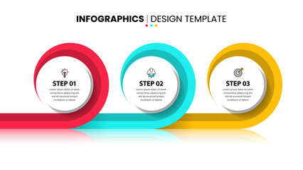 Wall Mural - Infographic template. 3 connected circles in a spiral