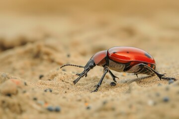 Wall Mural - beetle walking across a sandy terrain