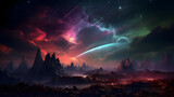 Fototapeta Kosmos - Digital nebula starry sky landscape abstract graphic poster web page PPT background