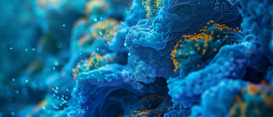 Wall Mural - An enlargement of a microscopic blue bacteria in 3D