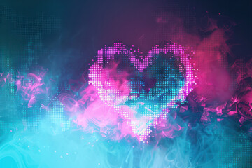 Wall Mural - Heart Formed by Pink and Blue Smoke