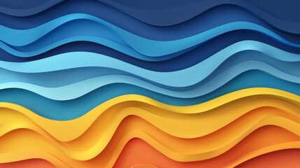 Aufkleber - Modern illustration of a cartoon abstract wave in paper. Modern origami design template. PDF file. 3D paper layer.