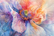 In this close-up, a random flower emerges in hand-drawn watercolors, its pastel beauty accentuated by tranquil light.
