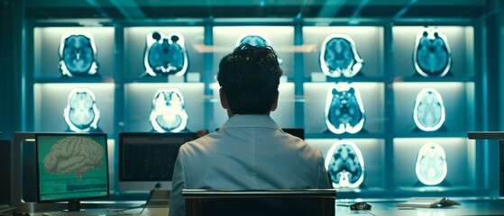 Aufkleber - A doctor uses medical innovation in the form of technology to diagnose a patient's health problem using intelligence network. A doctor uses medical and scientific innovation to develop solutions to