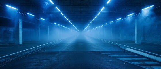 Aufkleber - The asphalt floor and studio room with smoke float up the interior texture. A dark empty street. dark blue background.