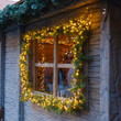 Beleuchtetes Fenster einer Hütte am  Weihnachtsmarkt, Paderborn, Westfalen, Nordrhein-Westfalen, Deutschland,