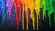 A painting of a rainbow with paint dripping down the side