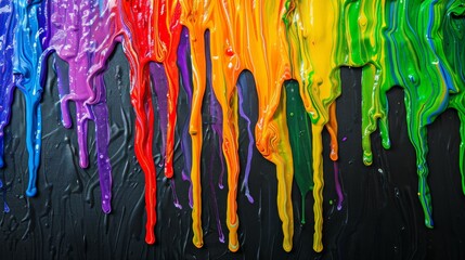 Canvas Print - A painting of a rainbow with paint dripping down the side