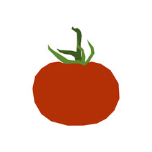 Tomato Isolate Icon. Minimalistic Style, Primitive Cut Geometric Pattern Vector.