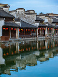 Fototapeta  - Sunset view of Nanxun, an ancient water town in Zhejiang Province, China.