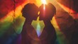couple kissing on pride background