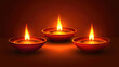 illustration of Diwali festival of lights tradition Diya oil lamps against dark background 