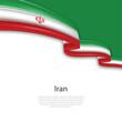 Waving ribbon with flag of Iran