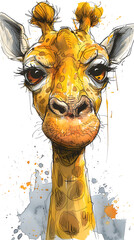 Wall Mural - Artwork depicts a furious Giraffidae with an angry expression