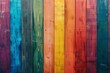 Colorful rainbow gradient wood texture background with vertical stripes, abstract painted wooden planks pattern