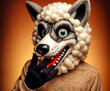 © David - Wolf with sheep's skin laughs while planning something fishy.