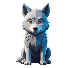 Wall Mural - cute little wolf with white background
