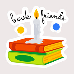 Wall Mural - A customizable flat sticker of friend books 