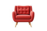 Fototapeta  - Crimson Throne: a Bold Contrast of Red Chair on White Floor. On a White or Clear Surface PNG Transparent Background.