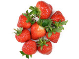 Fototapeta Morze - plusieurs fraises, vue du dessus, isolé, sur un fond blanc
