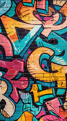  Graffiti font wall, flat illustration, hip-hop. AI Generated