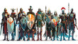 Army of paladins fantasy concept art flat vector isolated