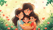 © john - mother day cartoon image with cute kids and mom