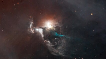 Wall Mural - galaxy space flight exploration nebula travel into fstau star system. . 4k looping animation of flyi