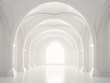 Fototapeta Perspektywa 3d - a white room with arched ceiling and a window